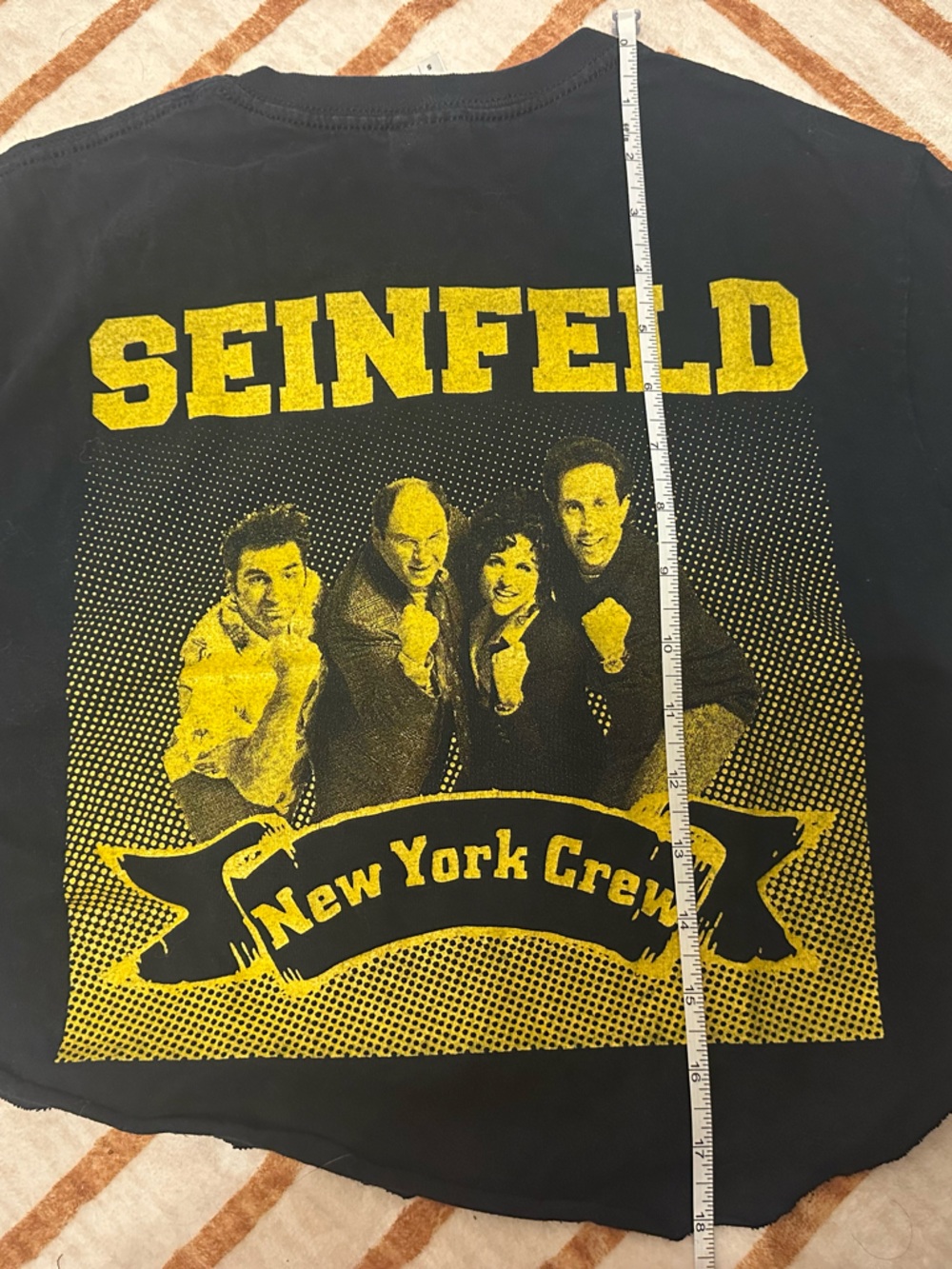 Seinfeld New York Crew Graphic Crop Top Small Black Gildan Upcycled TV Show Tee - Picture 7 of 7